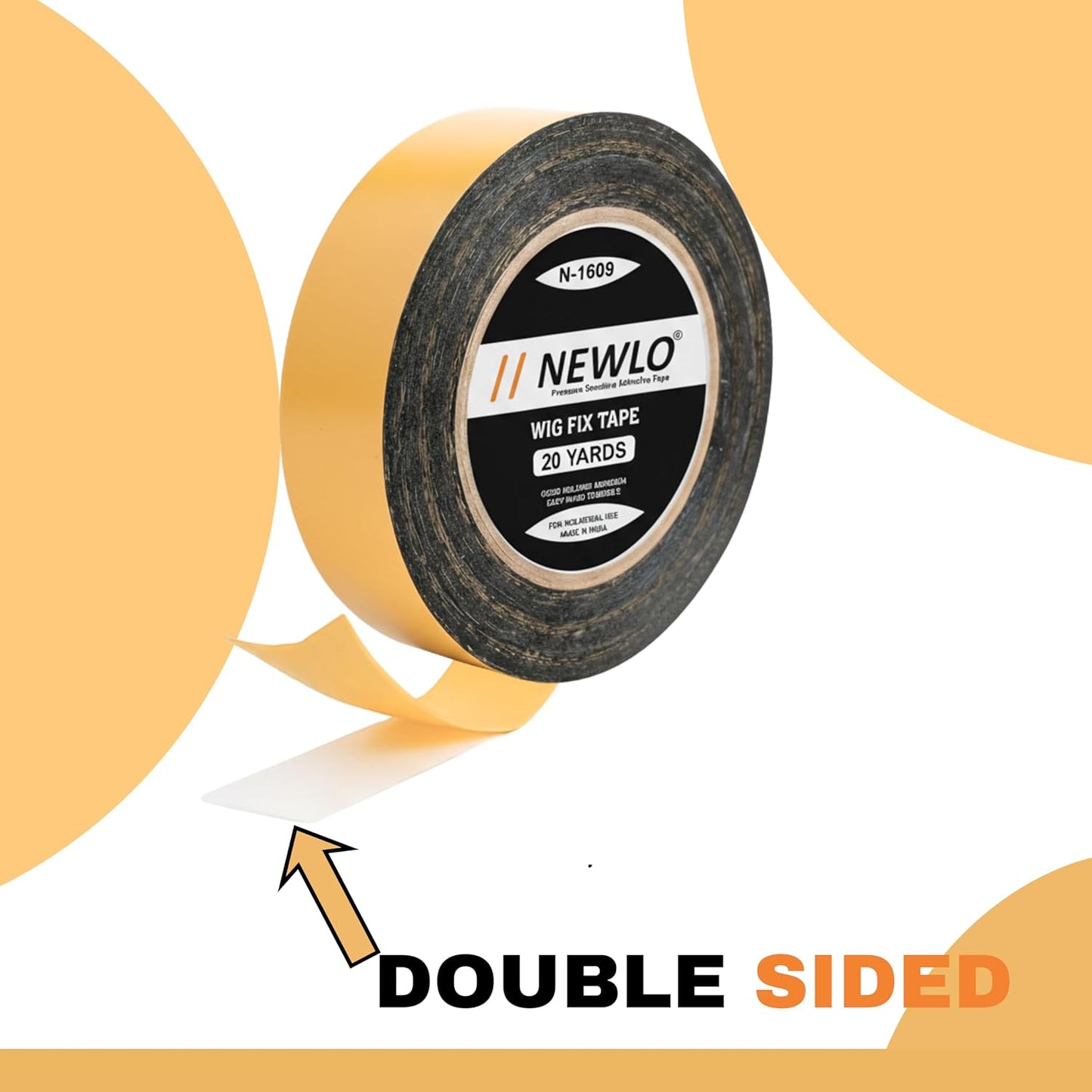 Newlo Black Hair Wig Fix Tape 20 Yards | Double-sided Tape | Water & Sweat Resistant | Skin-Friendly | Easy to Apply & Remove |