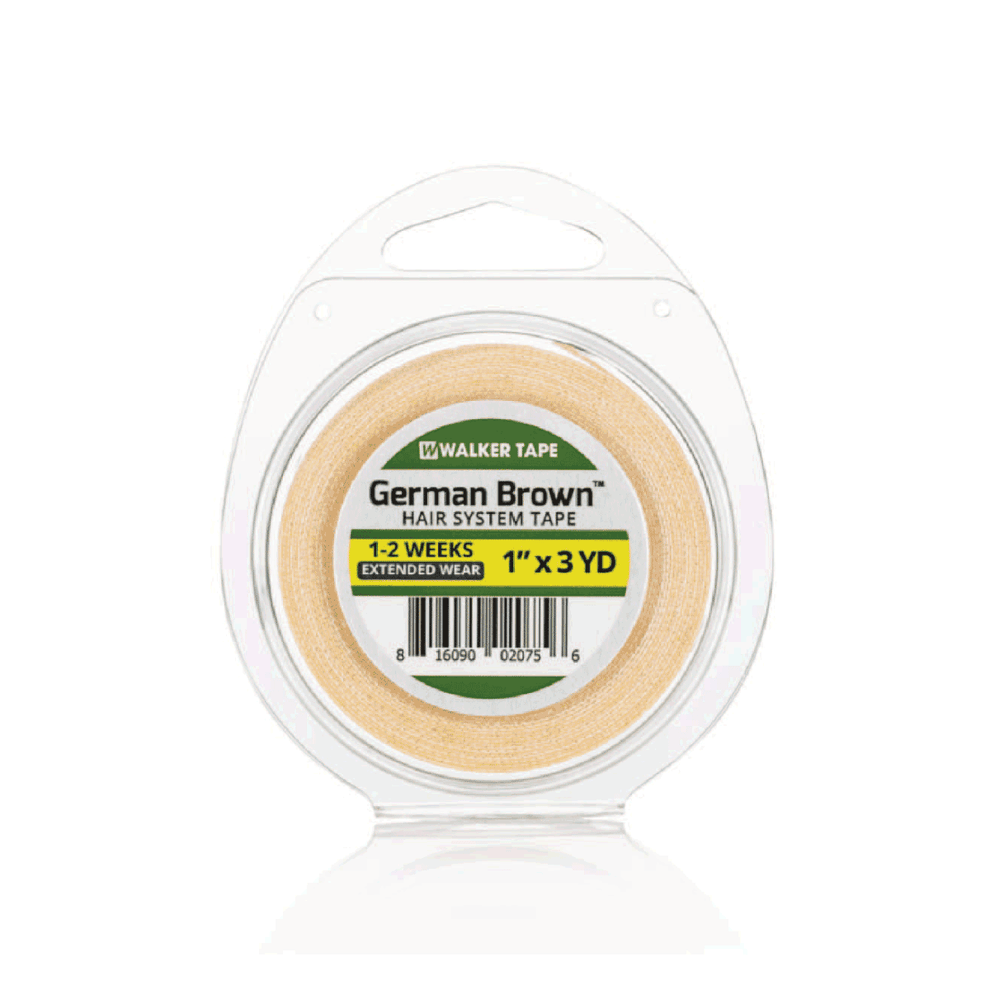 Walker Tape German Brown Wig Tape Double Sided Waterproof Hair System Adhesive | Strong Hold 2–4 Weeks | Easy Apply & Remove for Wigs, Toupees & Hair Patches (1 Inch X 3 Yard)