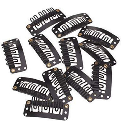 Newlo Hair Extension Clips For Women & Men I Hair Patch Clip I Hair Attached Snap Wig Clips (Black) I