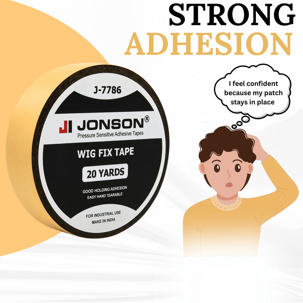 Jonson Hair Wig Fix Black Tape | Strong Hold 7-14 Days | Water & Sweat Resistant | Skin-Friendly | Easy to Apply & Remove | 20 Yards