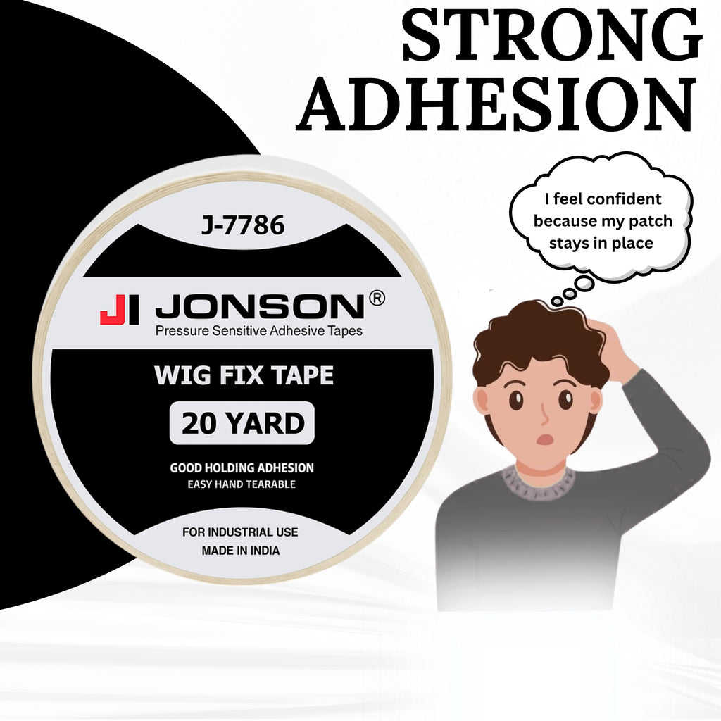 Jonson White Wig Fix Tape 20 Yards | Waterproof Easy to Use | No Irritation On Skin | Stong Hold | Skin - Frendly | Double Saided |