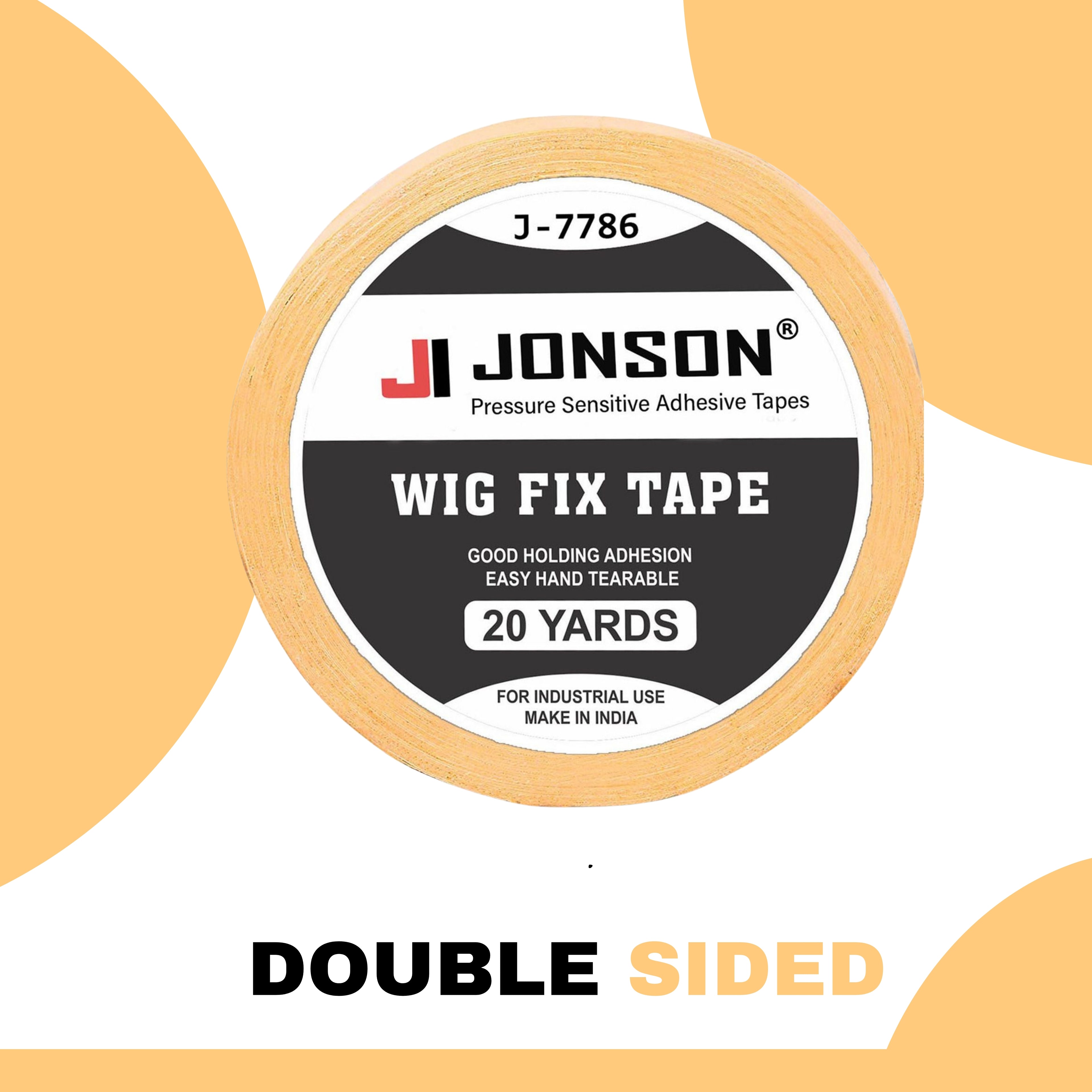 Jonson Yellow Cotton Hair Patch Tape | Strong Hold 7-14 Days | Water & Sweat Resistant | Skin-Friendly | Easy to Apply & Remove | 20 Yards