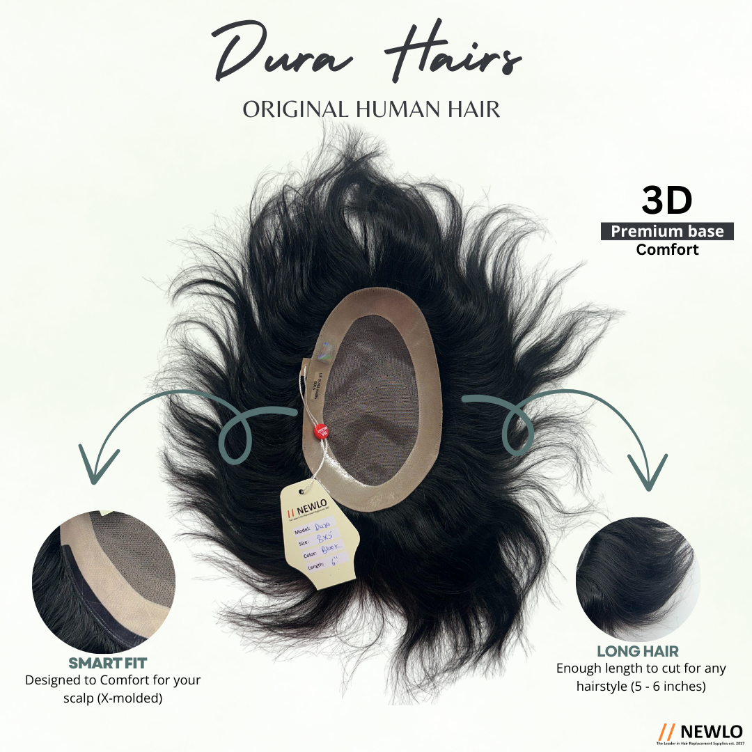 Newlo UHB Dura Men’s Hair Patch | 100% Human Hair | Natural Look Non-Surgical Hair Wig System