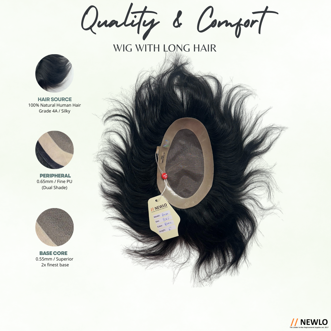 Newlo UHB Dura Men’s Hair Patch | 100% Human Hair | Natural Look Non-Surgical Hair Wig System