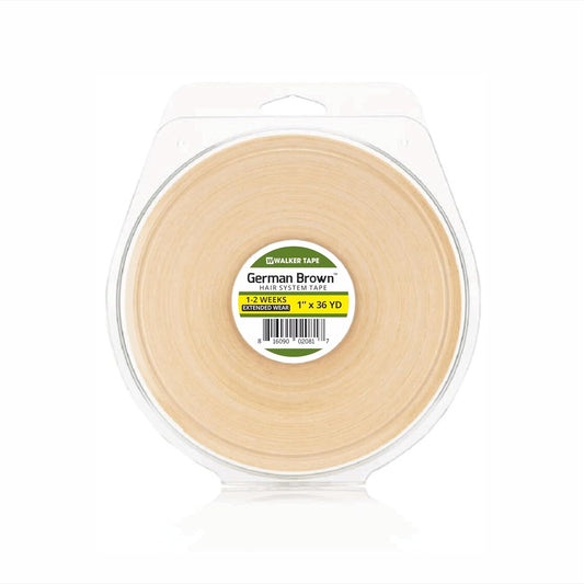 Walker Tape German Brown Wig Tape Double-Sided Waterproof Hair System Adhesive | Strong Hold 2–4 Weeks | Easy Apply & Remove | For Wigs, Toupees & Hair Patches (1 X 36 Yard)