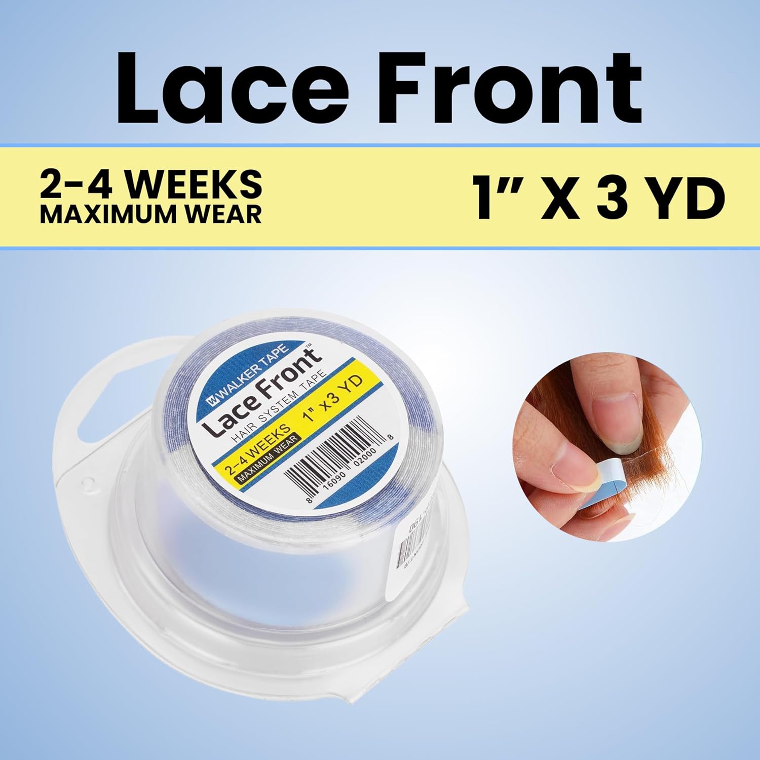 WalkerTape Lace Front Waterproof Double -Sided Wig Tape (1 Inch x 3 Metre) | Hair Patch Tape For Men & Women | Strong Adhesive for Hair System | Maximum Hold Upto 2-4 Week | Easy to Use & Clean | Blue