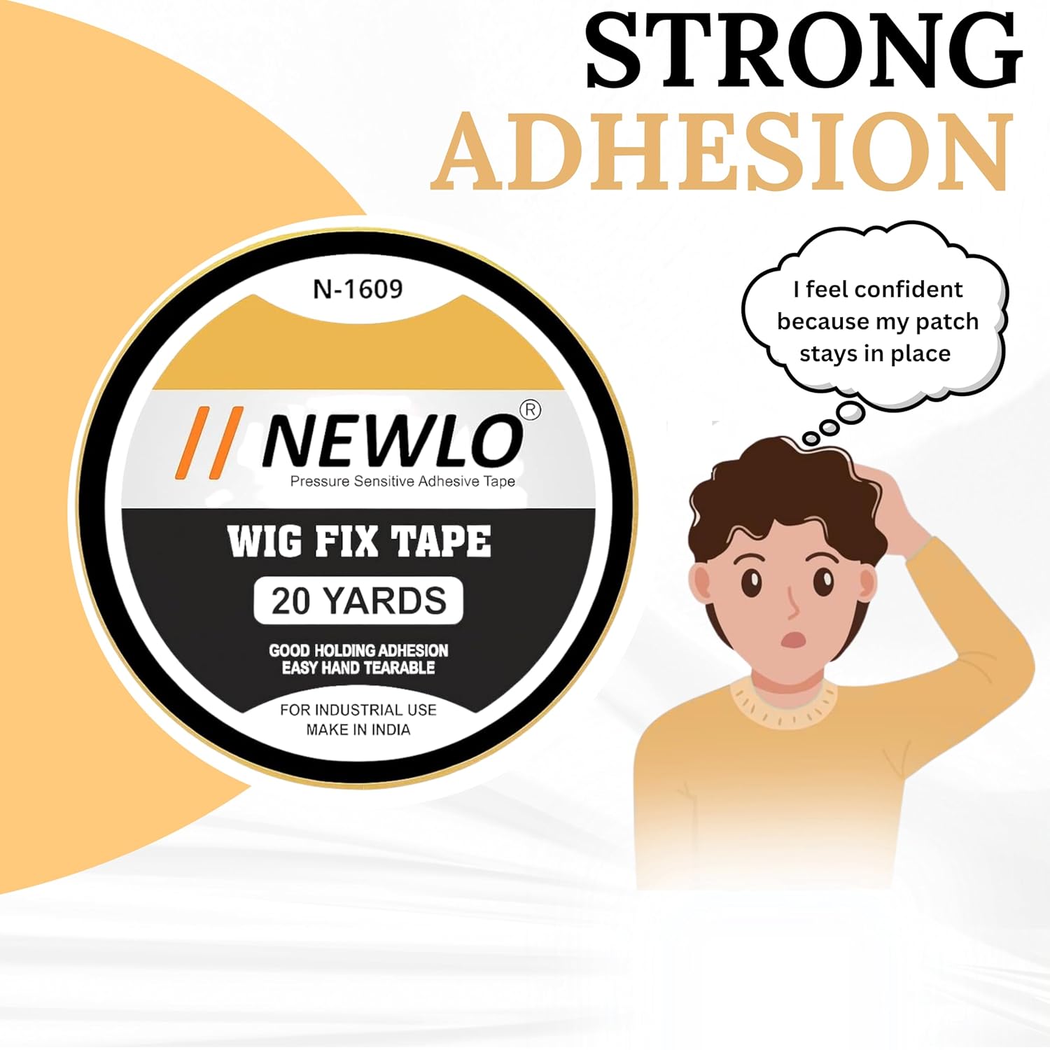 Newlo Black Hair Wig Fix Tape 20 Yards | Double-sided Tape | Water & Sweat Resistant | Skin-Friendly | Easy to Apply & Remove |