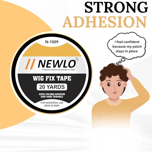 Newlo Black Hair Wig Fix Tape 20 Yards | Double-sided Tape | Water & Sweat Resistant | Skin-Friendly | Easy to Apply & Remove |