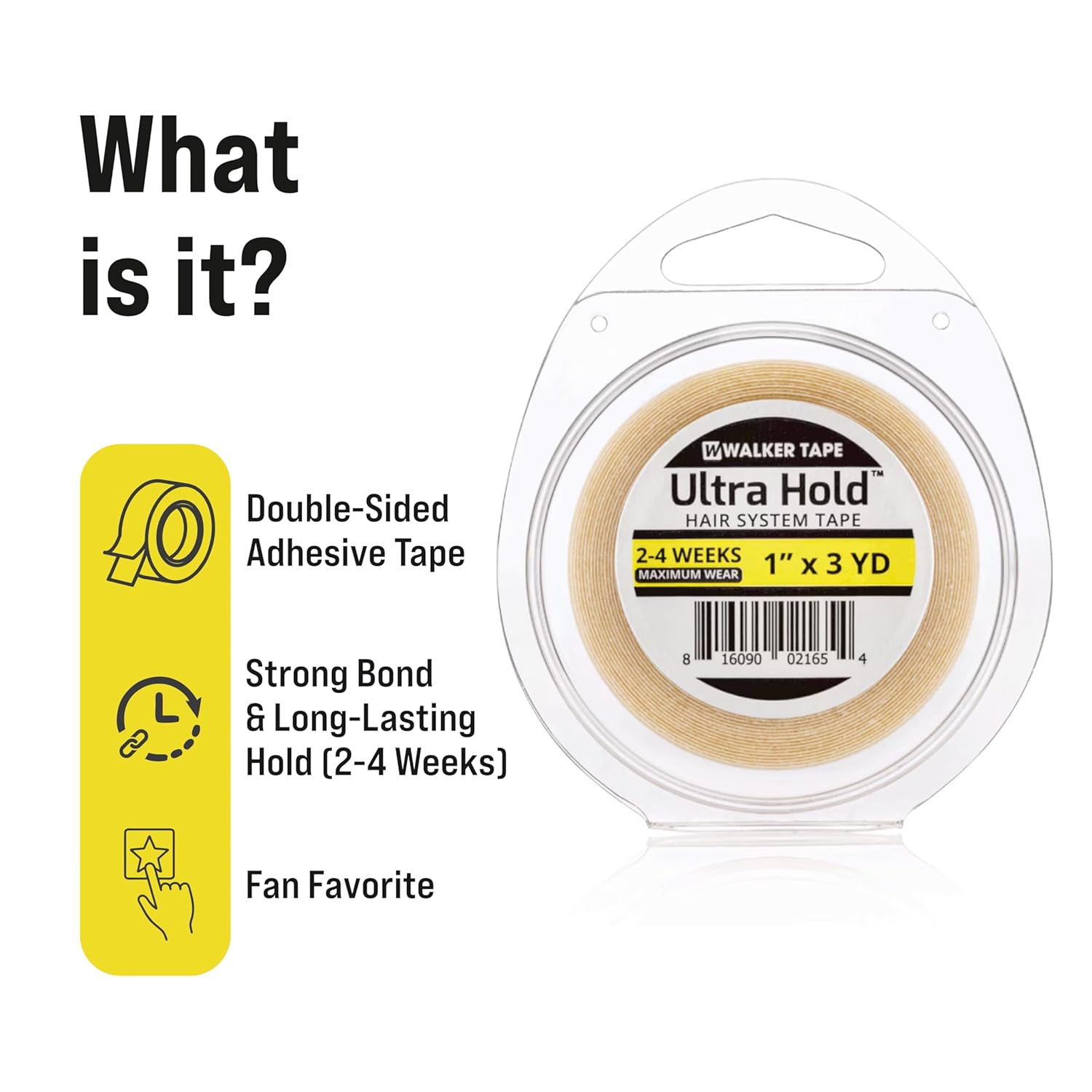 Walker Tape Ultra Hold Waterproof Double-Sided Hair System Wig Tape – All-Weather Resistant, Maximum Hold Up to 2-4 Weeks, 1 Inch X 3 Yards – Easy to Use