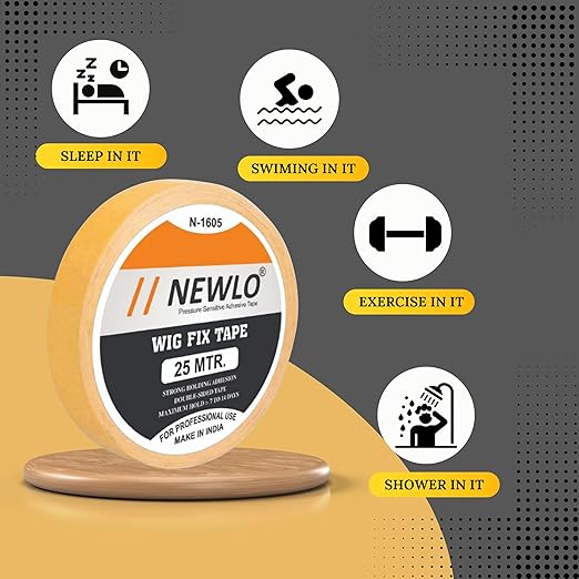 Newlo Golden Cloth Hair Patch Tape | Hair Wig Tape| Double-sided | Cotton-Cloth | Waterproof| 25 Meter