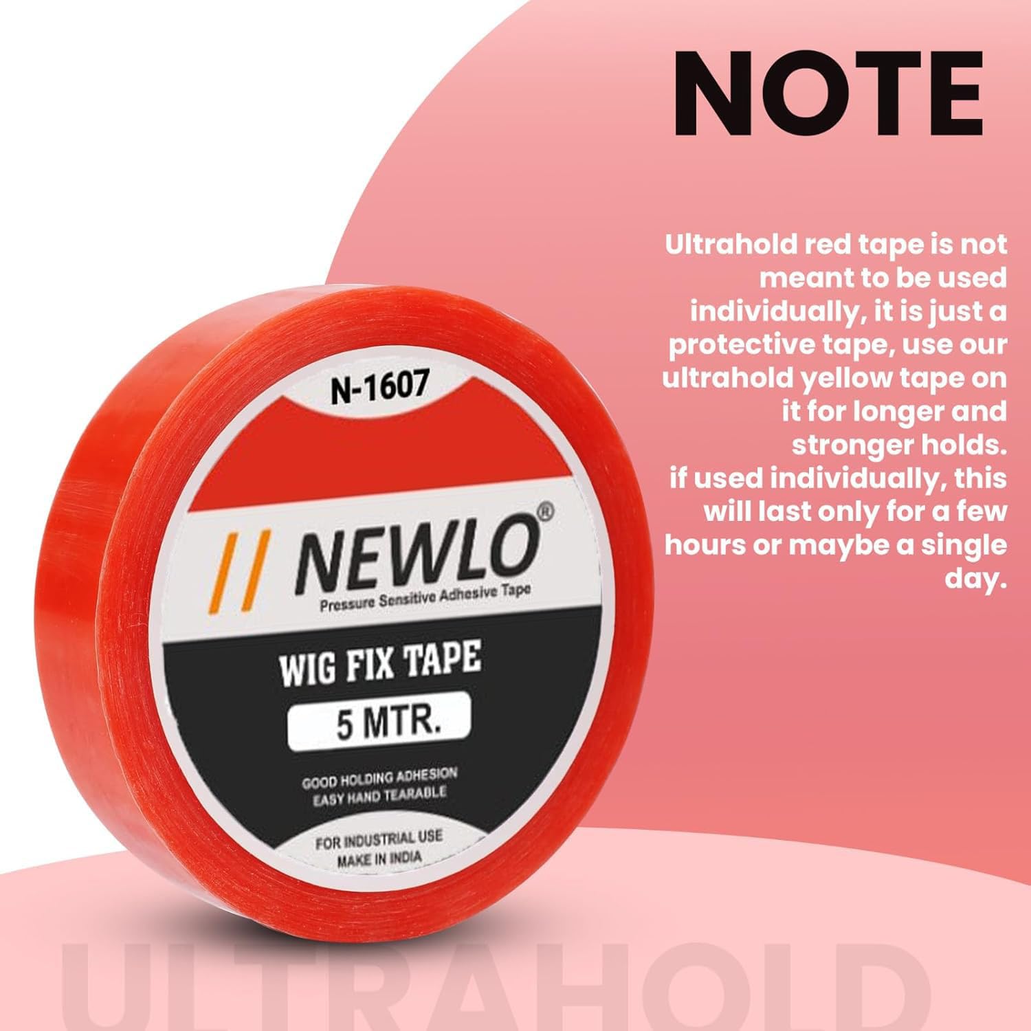 Newlo Red Wig Fix Tape 5M | Double Sided Tape | Waterproof Tape | Easy To Use | No Irritation On Skin | Strong Hold |