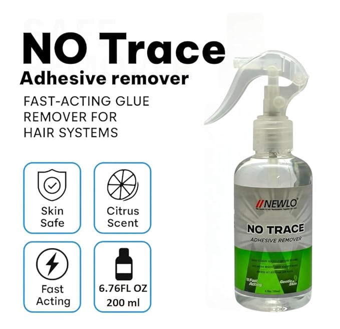 Newlo No Trace Adhesive Remover For Hair Patch & Wigs| Fast-Acting| Citrus Flavour| Great Cleaner| 6.76 oz. (200 ml)