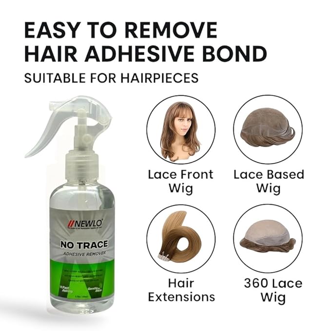 Newlo No Trace Adhesive Remover For Hair Patch & Wigs| Fast-Acting| Citrus Flavour| Great Cleaner| 6.76 oz. (200 ml)