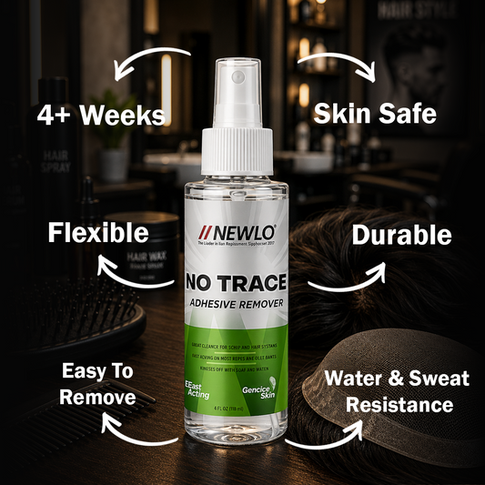 Newlo No Trace Adhesive Remover For Hair Patch & Wigs| Fast-Acting| Citrus Flavour| Great Cleaner| 4 oz. (118 ml)