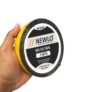 NEWLO Wig Fix Black Tape 5 Mtr – Hand Tearable, Strong Hold, Industrial Adhesive Roll