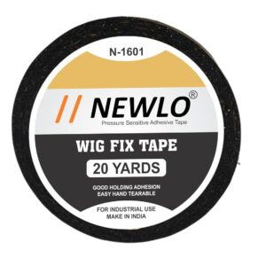 NEWLO Wig Fix Tape Black 20 Yards – Pressure Sensitive Adhesive, Easy Tear, Industrial Grade,