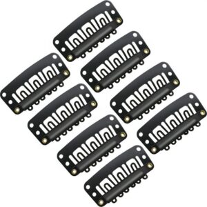 Newlo Imported 8 Pcs Hair Extension Snap Clips Wig Grips Medium Remy Clip In 32mm Black for weft wig